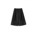 Faux Leather Wide Leg Cropped Pants（Z3705）