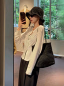 Áo Cardigan Cổ Tròn, Khuy Một Hàng, Vạt Cong (Z3172)