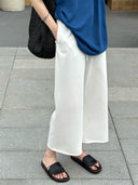 Elastic Waist Raw Hem Casual Trousers（Z3209）