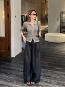 Collared Button-Up Knit Cardigan（Z3148）