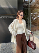 เสื้อคาร์ดิแกนไหมพรมคอวีแบบเปิดหน้า (Z3694)
