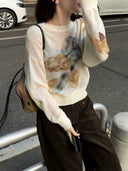 Watercolor Floral Lightweight Sweater（Z3656）