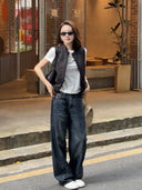Side Seam Structured Wide Leg Jeans（Z3553）
