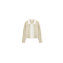 レイヤードコントラストカラー付きニットシャツトップ（Z3054）