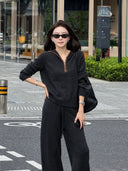 Hooded Color Block Knit Sweater（Z3604）