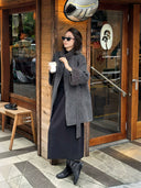 Sherpa Collar Cinched Waist Wool Coat（Z3619）