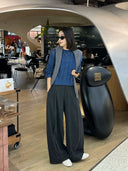 Pleated Wool Blend Wide Leg Pants（Z3719）