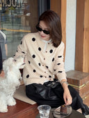 Color Block Polka Dot Knit Cardigan（Z3704）
