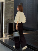 Curved Cut Relaxed Casual Pants（Z1436）