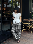 Versatile Loose Fit Plaid Pants