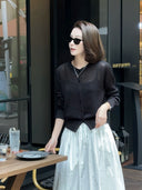 Washi Yarn Crew Neck Knit Cardigan