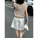 Crew Neck Marled Knit Vest（Z3288）