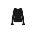 Bell Sleeve Pleated Mesh Ruffle Knit Top（Z3584）