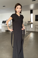 Đầm Len Thắt Eo Tối Giản（Z2147）