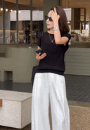[Pre order] Split Flutter-Sleeve Knit Top